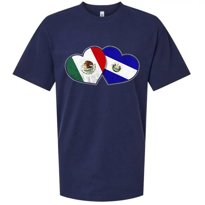 Half Mexican Half Salvadorian Flag Heart Mexico El Salvador Sueded Cloud Jersey T-Shirt