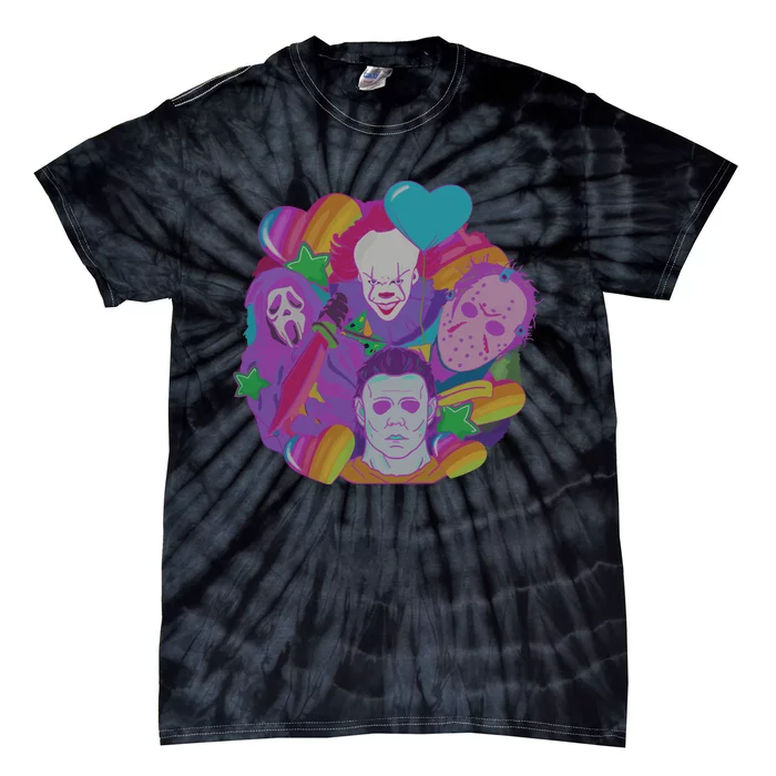 Horror Movie Halloween 90s Retro Halloween Scary Character Tie-Dye T-Shirt