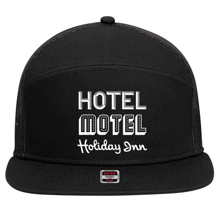 Hotel Motel Holiday Inn Funny Retro Hip Hop Rap Music 7 Panel Mesh Trucker Snapback Hat