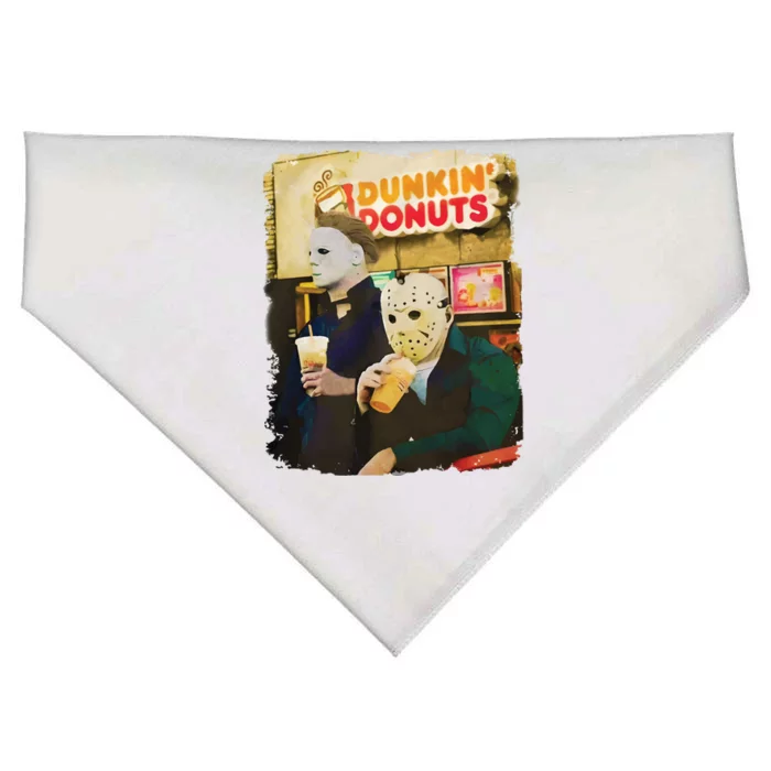 Halloween Movie Inspired Drinking Coffee Funny Humorous USA-Made Doggie Bandana