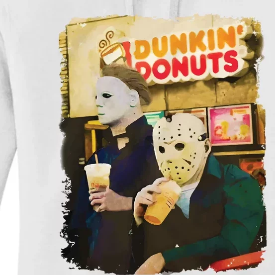 Halloween Movie Inspired Drinking Coffee Funny Humorous Women's Pullover Hoodie