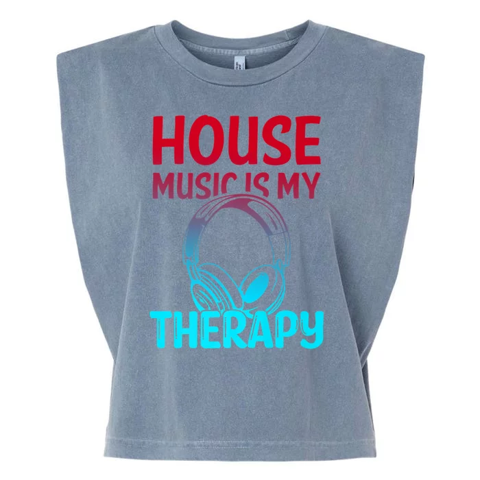 House Music Is My Therapy Retro Garment-Dyed Women's Muscle Tee