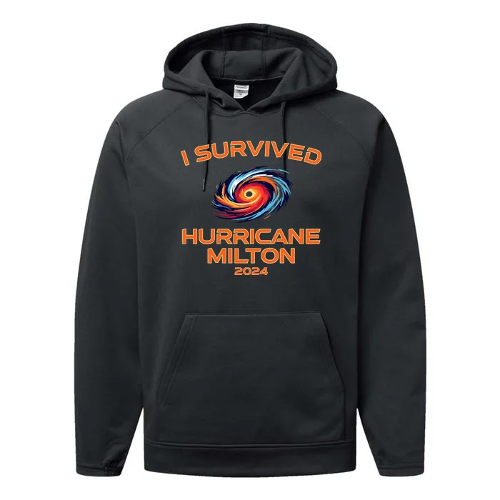 Hurricane Milton I Survived Florida Hurricane Fall 2024 Performance Fleece Hoodie