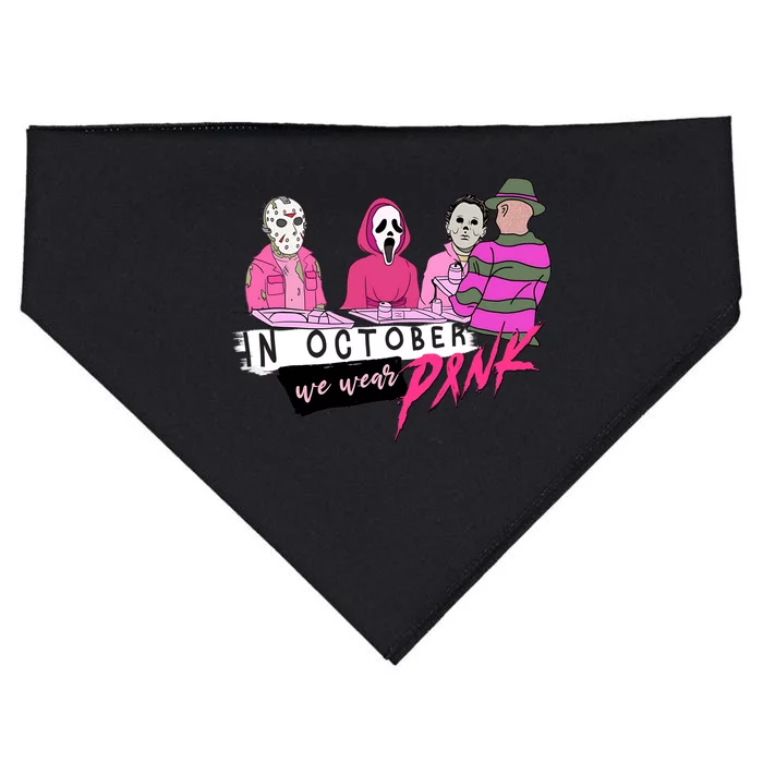 Horror Movies In October We Wear Pink For Breast Cancer Awareness USA-Made Doggie Bandana