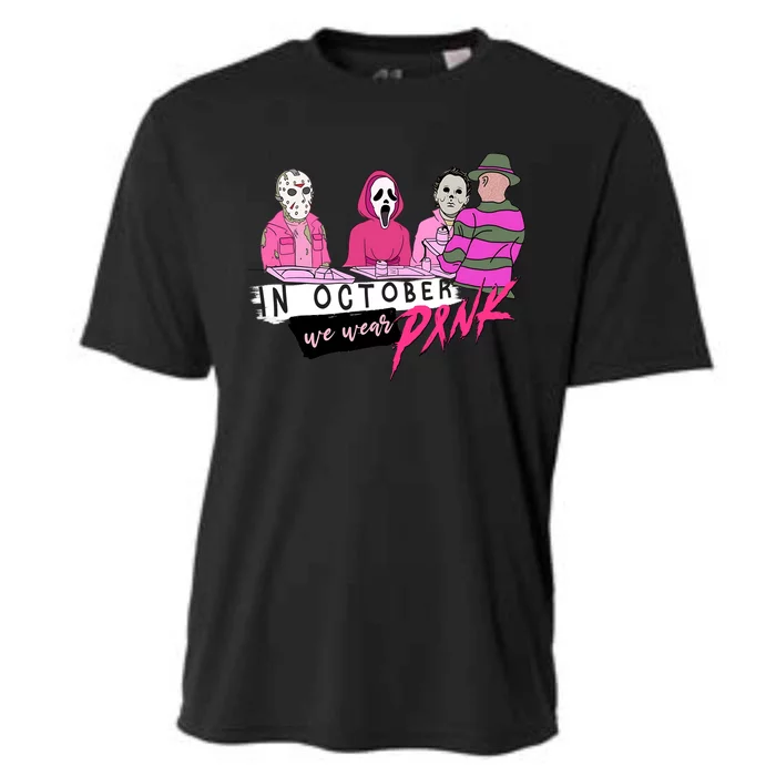 Horror Movies In October We Wear Pink For Breast Cancer Awareness Cooling Performance Crew T-Shirt