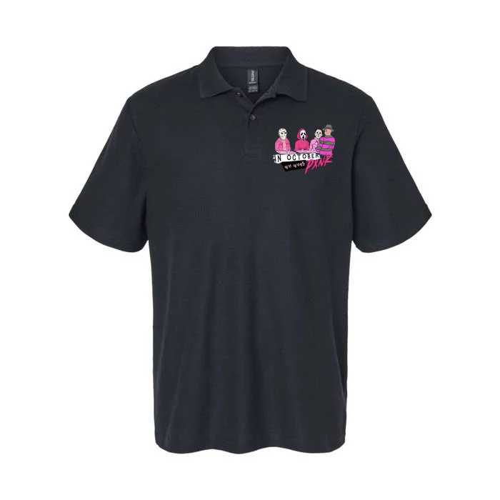 Horror Movies In October We Wear Pink For Breast Cancer Awareness Softstyle Adult Sport Polo