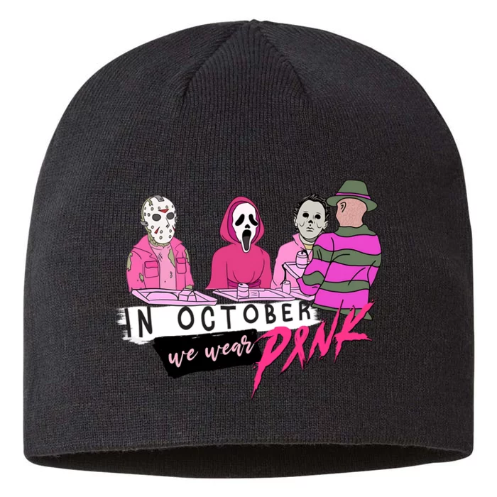 Horror Movies In October We Wear Pink For Breast Cancer Awareness 8 1/2in Sustainable Knit Beanie