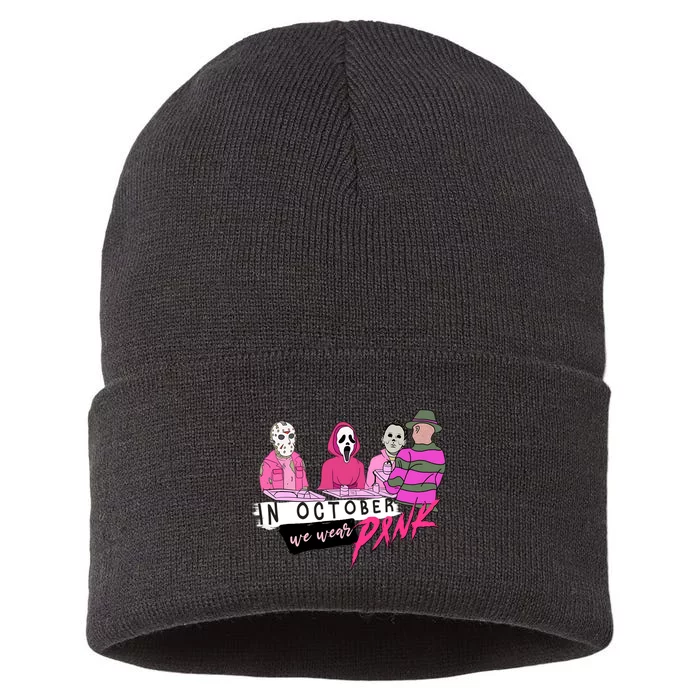 Horror Movies In October We Wear Pink For Breast Cancer Awareness Sustainable Knit Beanie