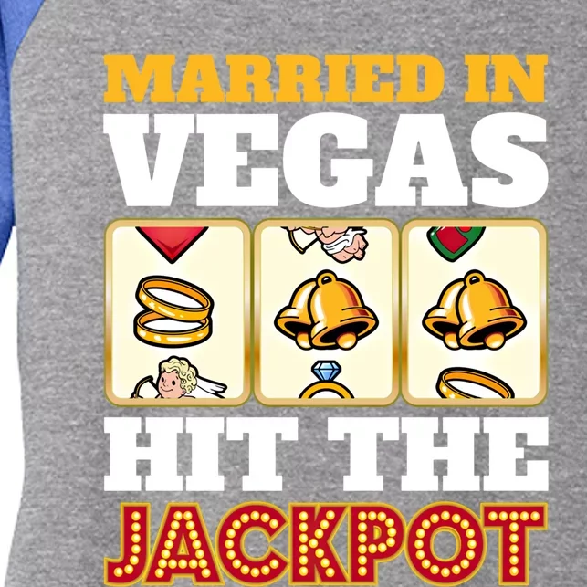 Hitched Married In Vegas Lucky With Love Cool Gift Women's Tri-Blend 3/4-Sleeve Raglan Shirt