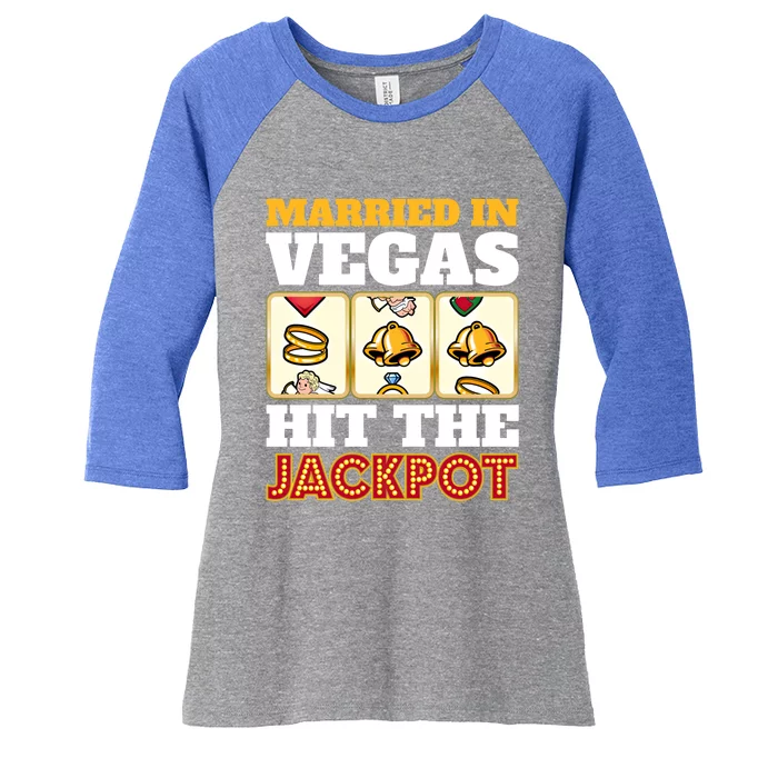 Hitched Married In Vegas Lucky With Love Cool Gift Women's Tri-Blend 3/4-Sleeve Raglan Shirt