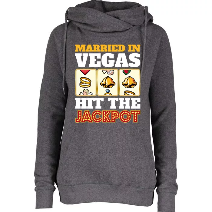 Hitched Married In Vegas Lucky With Love Cool Gift Womens Funnel Neck Pullover Hood