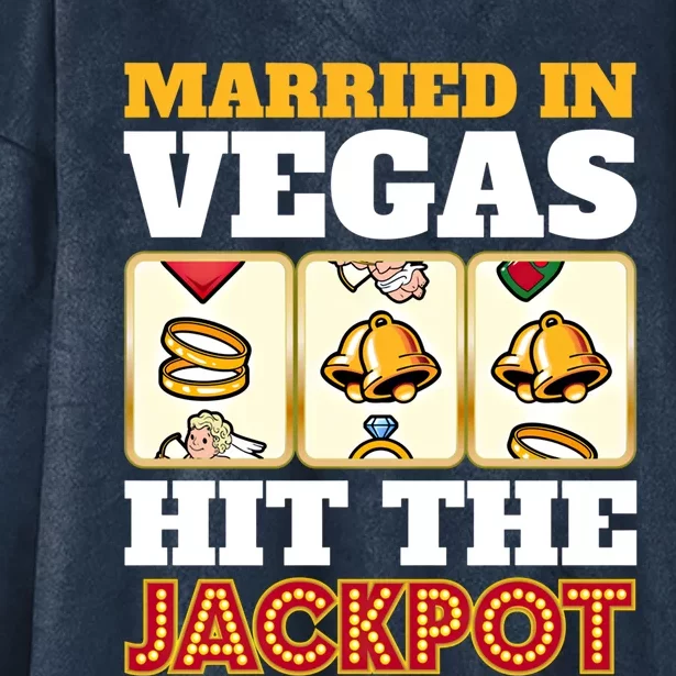 Hitched Married In Vegas Lucky With Love Cool Gift Hooded Wearable Blanket