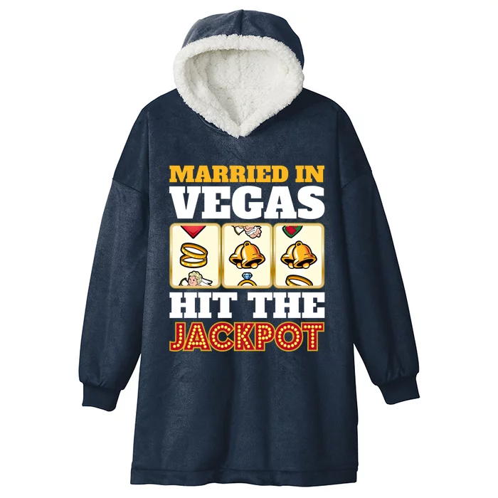 Hitched Married In Vegas Lucky With Love Cool Gift Hooded Wearable Blanket