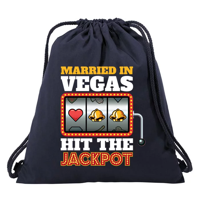 Hitched Married In Vegas And Lucky With Love Gamble Cute Gift Drawstring Bag