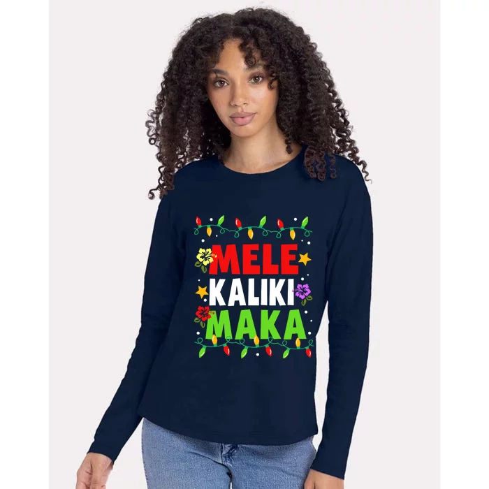 Hawaiian Mele Kalikimaka Christmas Matching Family Pajama Womens Cotton Relaxed Long Sleeve T-Shirt