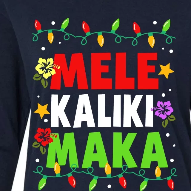 Hawaiian Mele Kalikimaka Christmas Matching Family Pajama Womens Cotton Relaxed Long Sleeve T-Shirt