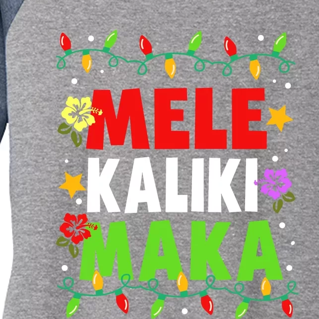 Hawaiian Mele Kalikimaka Christmas Matching Family Pajama Women's Tri-Blend 3/4-Sleeve Raglan Shirt