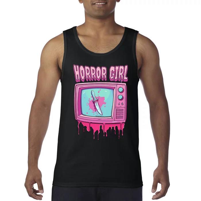 Horror Movie Lover Pastel Goth Slasher Pink Retro TV Scary Tank Top