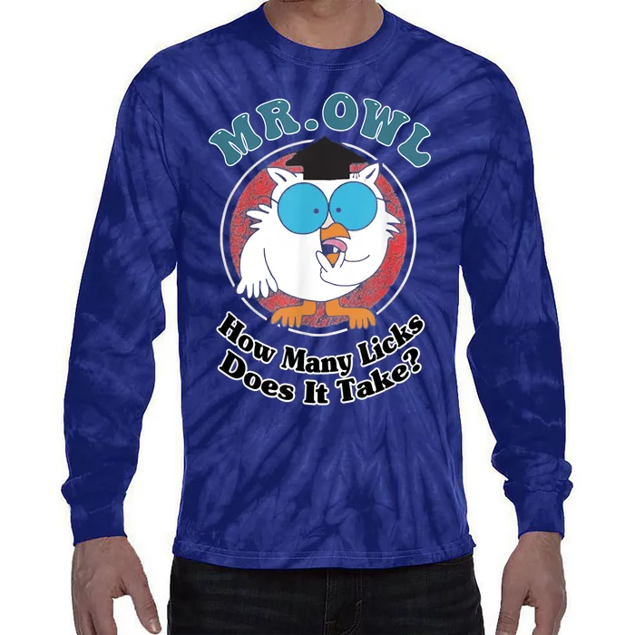 How Many Licks Does It Take Funny Owl Sarcastic Tie-Dye Long Sleeve Shirt