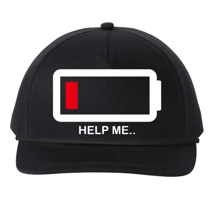 Help Me Low Battery Snapback Five-Panel Rope Hat