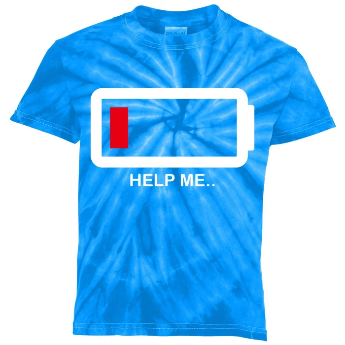 Help Me Low Battery Kids Tie-Dye T-Shirt