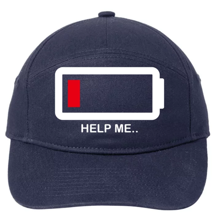 Help Me Low Battery 7-Panel Snapback Hat