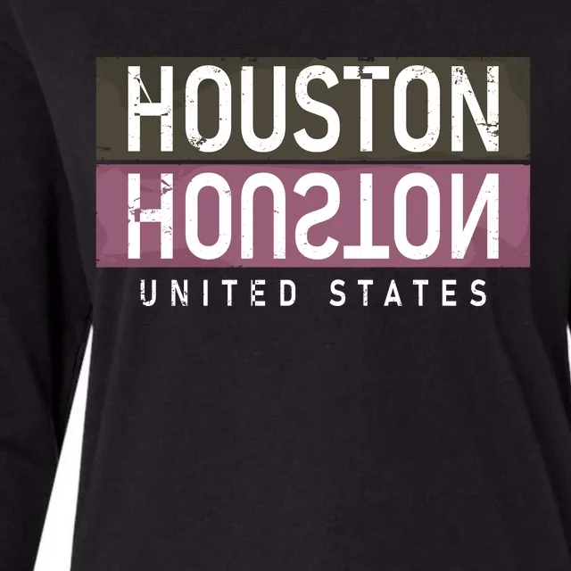 Houston Mirrored Logo Womens Cotton Relaxed Long Sleeve T-Shirt