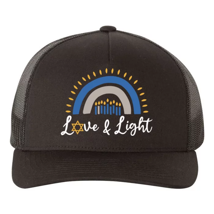 Hanukkah Menorah Love And Light Hanukkah Yupoong Adult 5-Panel Trucker Hat