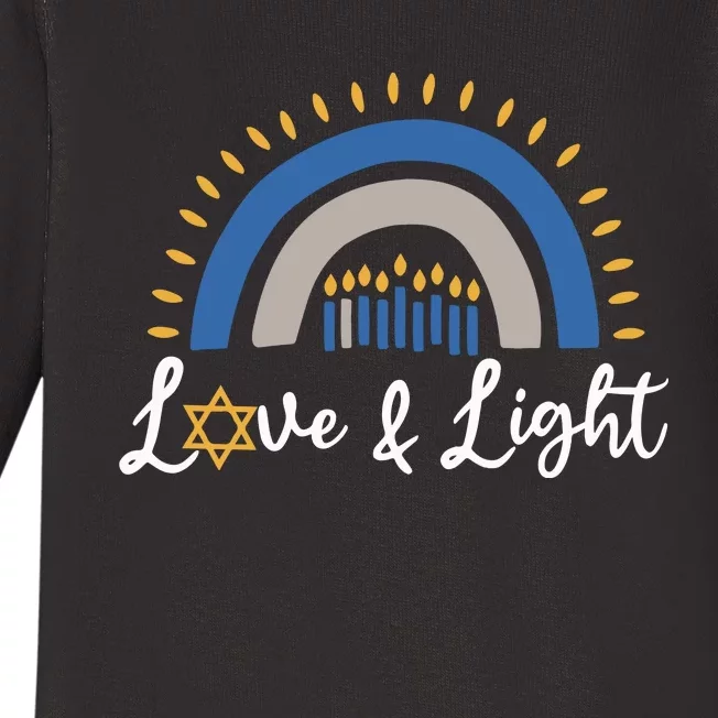 Hanukkah Menorah Love And Light Hanukkah Baby Long Sleeve Bodysuit