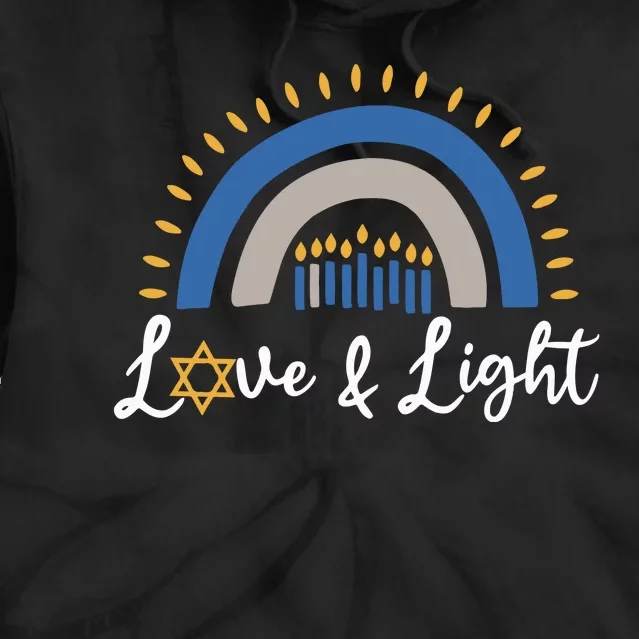 Hanukkah Menorah Love And Light Hanukkah Tie Dye Hoodie