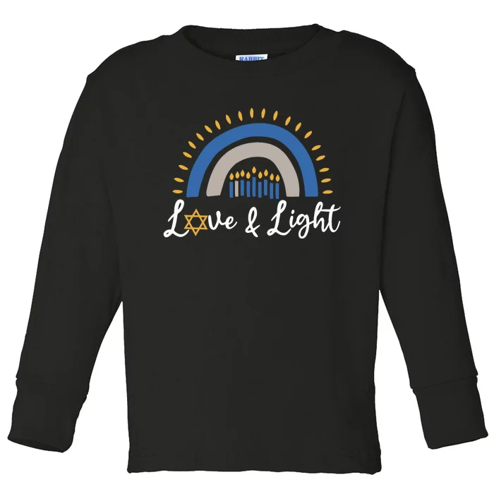 Hanukkah Menorah Love And Light Hanukkah Toddler Long Sleeve Shirt