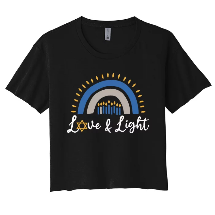 Hanukkah Menorah Love And Light Hanukkah Women's Crop Top Tee