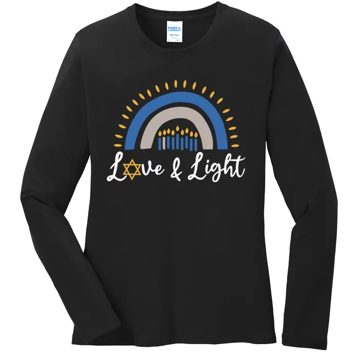 Hanukkah Menorah Love And Light Hanukkah Ladies Long Sleeve Shirt