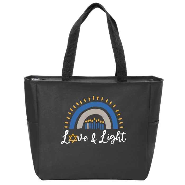 Hanukkah Menorah Love And Light Hanukkah Zip Tote Bag