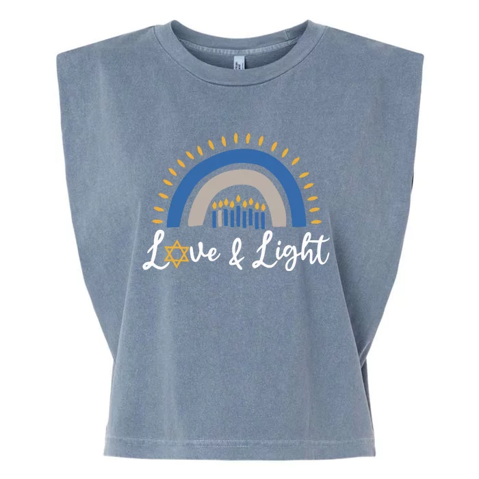 Hanukkah Menorah Love And Light Hanukkah Garment-Dyed Women's Muscle Tee