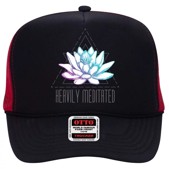 Heavily Meditated Lotus Minimalist Meditation Spiritual Gift High Crown Mesh Trucker Hat