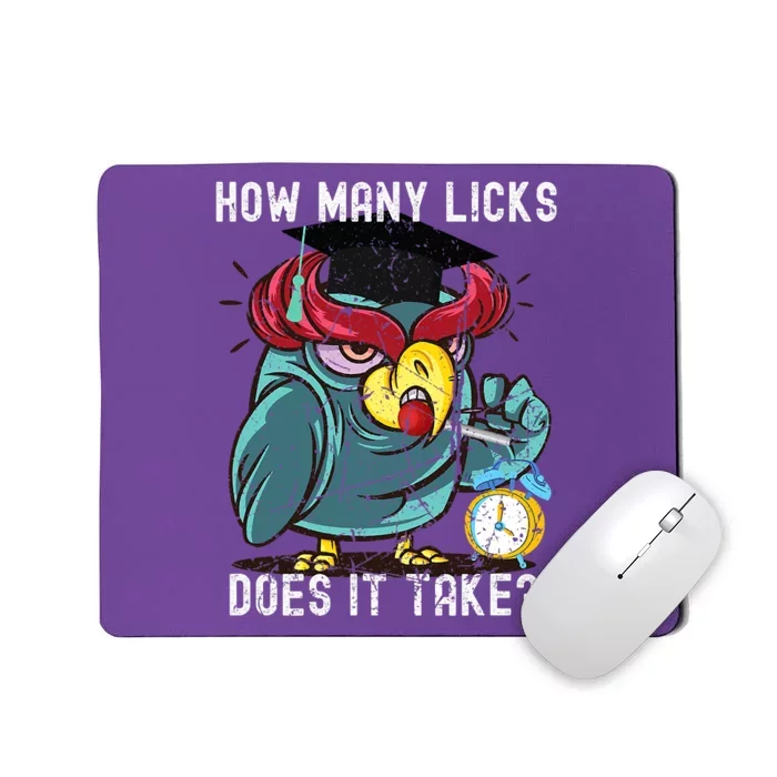 How Many Licks Does It Take Retro Owl Funny Trending Mousepad