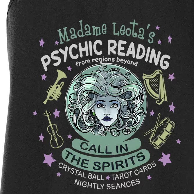 Halloween Madame Leota Psychic Reading Call In The Spirits Haunted Mansion Women's Racerback Tank