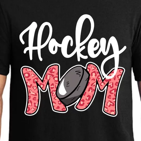 Hockey Mom Leopard Ice Hockey Mama Mothers Day Hockey Mom Funny Gift Pajama Set