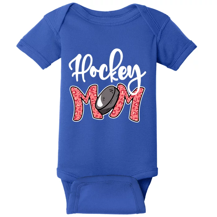 Hockey Mom Leopard Ice Hockey Mama Mothers Day Hockey Mom Funny Gift Baby Bodysuit