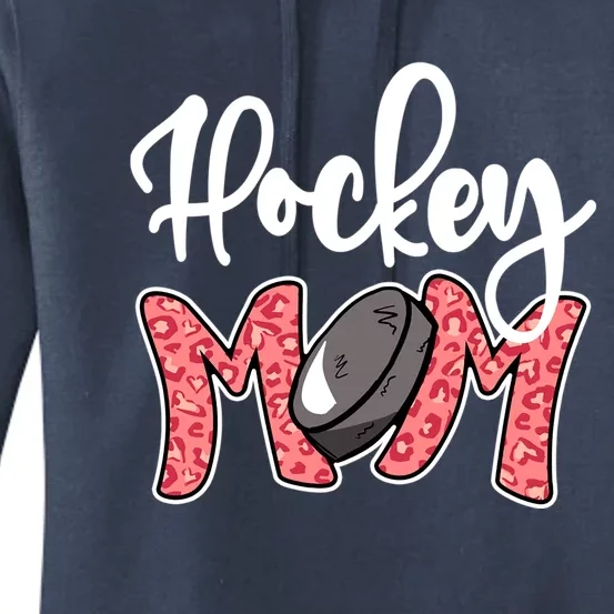 Hockey Mom Leopard Ice Hockey Mama Mothers Day Hockey Mom Funny Gift Women's Pullover Hoodie