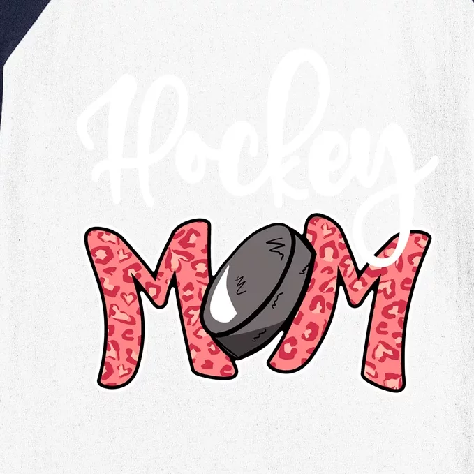 Hockey Mom Leopard Ice Hockey Mama Mothers Day Hockey Mom Funny Gift Baseball Sleeve Shirt