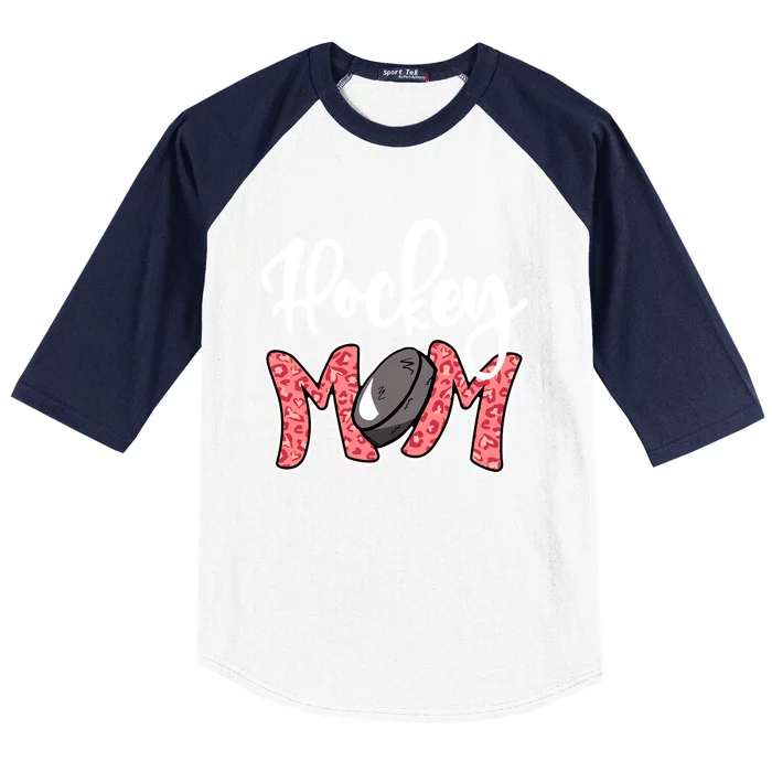 Hockey Mom Leopard Ice Hockey Mama Mothers Day Hockey Mom Funny Gift Baseball Sleeve Shirt