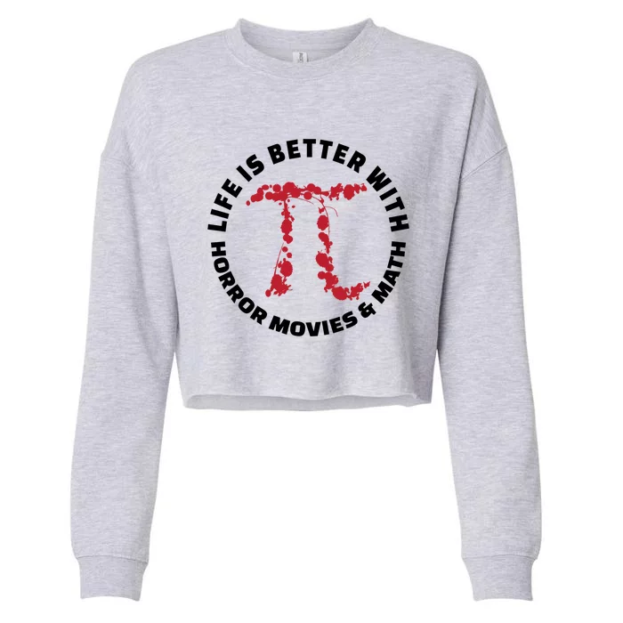 Horror Movie Lover Math Enthusiasts Cool Gift Pi Symbol Pi Day Art Cute Gift Cropped Pullover Crew