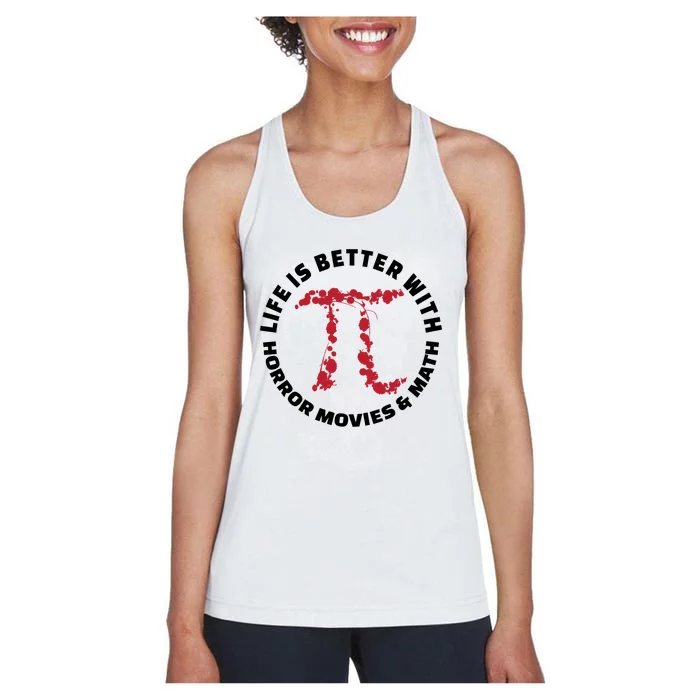 Horror Movie Lover Math Enthusiasts Cool Gift Pi Symbol Pi Day Art Cute Gift Women's Racerback Tank