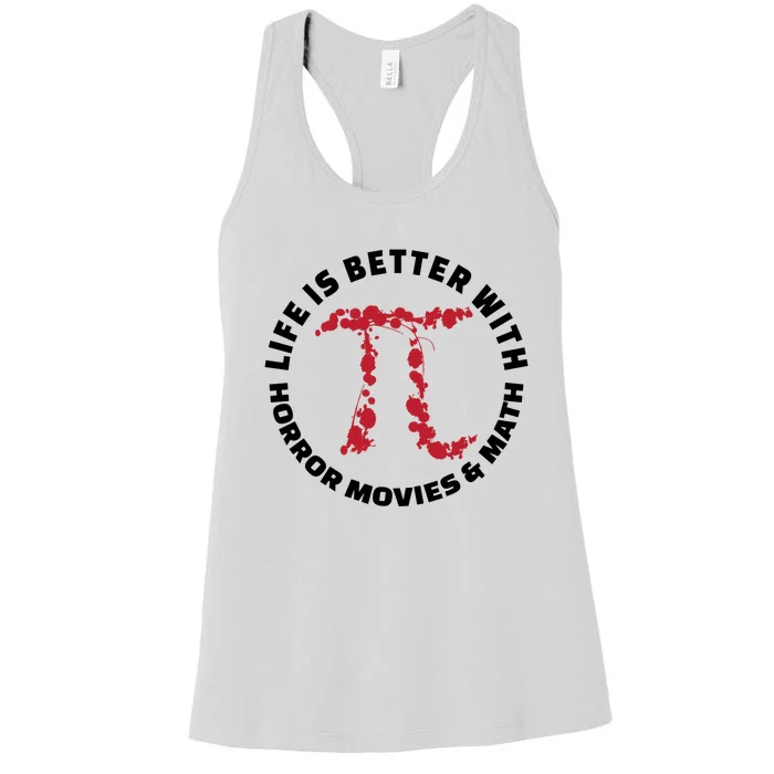 Horror Movie Lover Math Enthusiasts Cool Gift Pi Symbol Pi Day Art Cute Gift Women's Racerback Tank