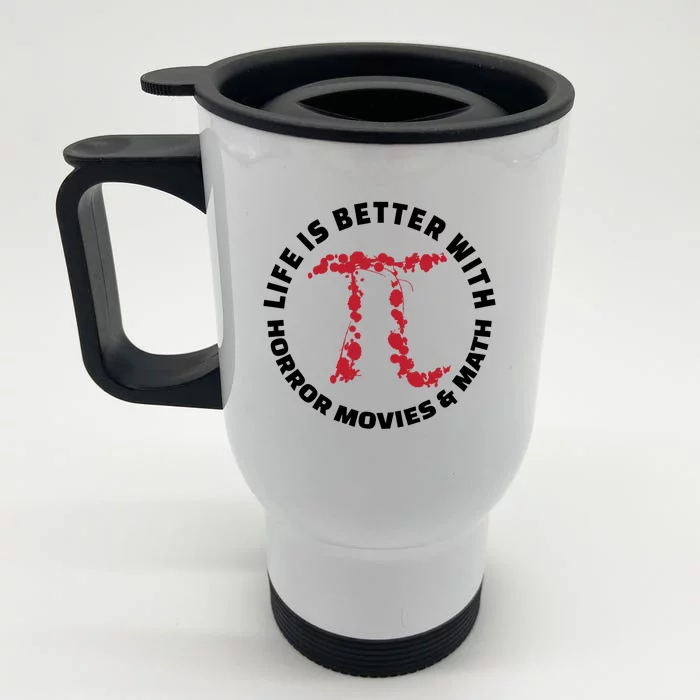 Horror Movie Lover Math Enthusiasts Cool Gift Pi Symbol Pi Day Art Cute Gift Front & Back Stainless Steel Travel Mug