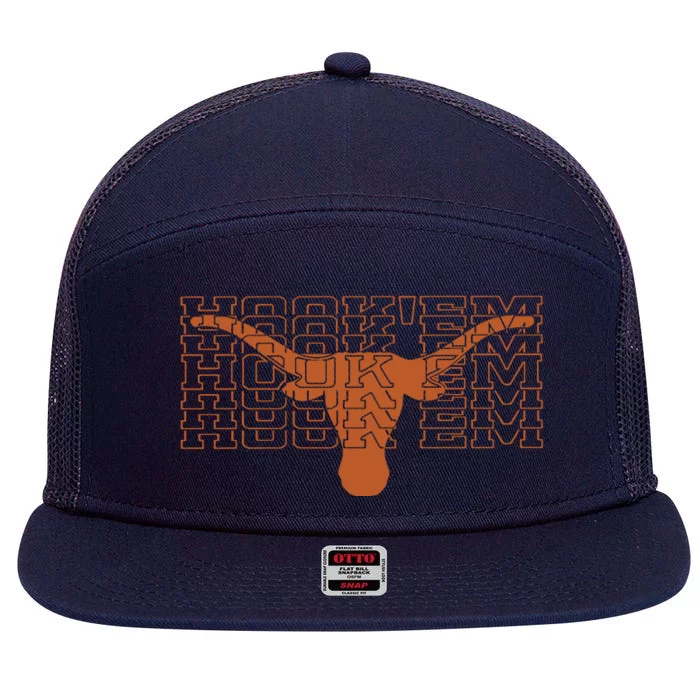 Hookem Mirror Longhorns University 7 Panel Mesh Trucker Snapback Hat