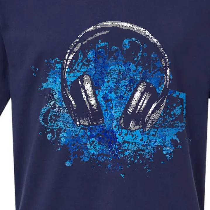 Headphones Music Lover Gift Musican Music Sueded Cloud Jersey T-Shirt