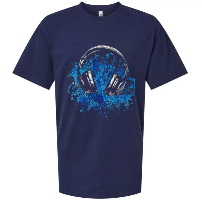 Headphones Music Lover Gift Musican Music Sueded Cloud Jersey T-Shirt